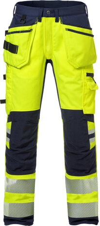 Fristads High vis werkbroek stretch klasse 2 2707 Hi-vis geel/marineblauw