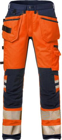 Fristads High vis werkbroek stretch klasse 2 2707 Hi-vis oranje/marineblauw