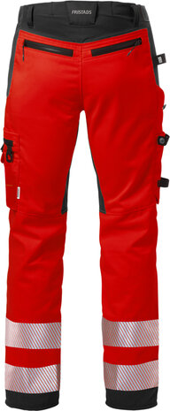 Fristads High vis werkbroek stretch klasse 2 2707 Hi-vis rood/zwart