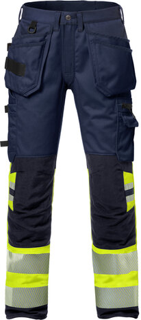 Fristads High vis werkbroek stretch klasse 1 2706 Hi-vis geel/marineblauw