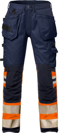 Fristads High vis werkbroek stretch klasse 1 2706 Hi-vis oranje/marineblauw