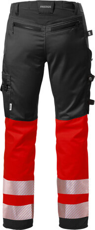 Fristads High vis werkbroek stretch klasse 1 2706 Hi-vis rood/zwart
