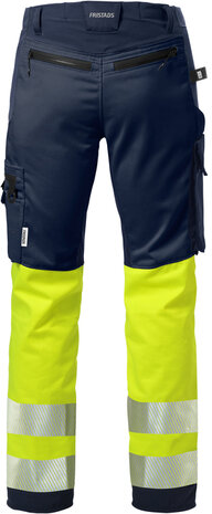 Fristads High vis broek stretch klasse 1 2705 Hi-vis geel/marineblauw