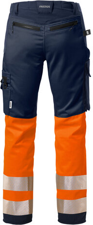Fristads High vis broek stretch klasse 1 2705 Hi-vis oranje/marineblauw