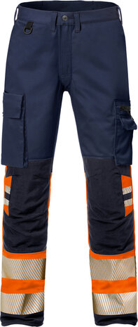 Fristads High vis broek stretch klasse 1 2705 Hi-vis oranje/marineblauw