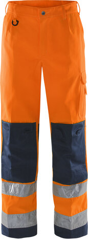Fristads High vis broek klasse 2 2001 Hi-vis oranje/marineblauw