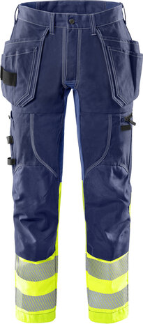 Fristads High vis werkbroek stretch klasse 1 2608 Hi-vis geel/marineblauw