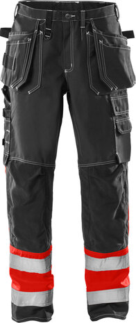 Fristads High vis werkbroek klasse 1 247 Hi-vis rood/zwart
