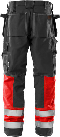 Fristads High vis werkbroek klasse 1 247 Hi-vis rood/zwart
