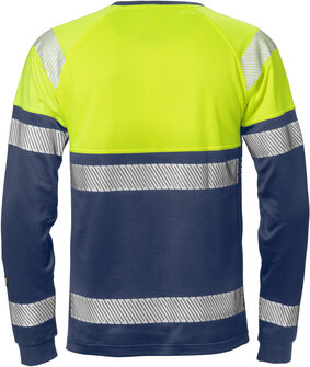 Fristads High vis T-shirt met lange mouwen klasse 1 7519 Hi-vis geel/marineblauw