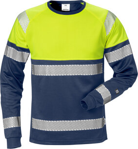 Fristads High vis T-shirt met lange mouwen klasse 1 7519 Hi-vis geel/marineblauw