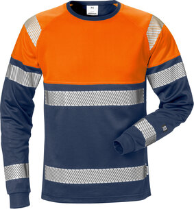 Fristads High vis T-shirt met lange mouwen klasse 1 7519 Hi-vis oranje/marineblauw