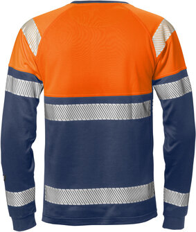 Fristads High vis T-shirt met lange mouwen klasse 1 7519 Hi-vis oranje/marineblauw