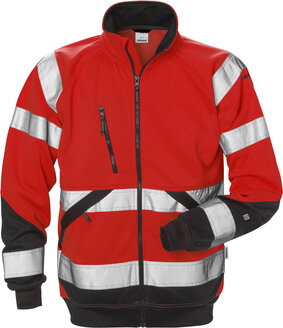 Fristads High vis sweatjack klasse 3 7426 Hi-vis rood/zwart