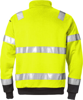 Fristads High vis sweatshirt met korte rits klasse 3 728 Hi-vis geel/zwart