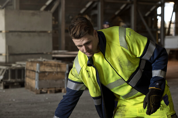 Fristads High vis sweatjack klasse 1 4517 Hi-vis geel/marineblauw