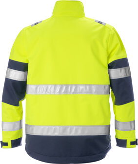 Fristads High vis softshelljack klasse 2 4083 Hi-vis geel/marineblauw