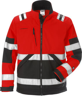 Fristads High vis softshelljack klasse 2 4083 Hi-vis rood/zwart