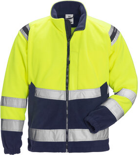 Fristads High vis fleecejack winddicht klasse 3 4041 Hi-vis geel/marineblauw