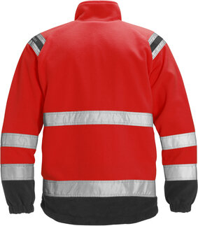 Fristads High vis fleecejack winddicht klasse 3 4041 Hi-vis rood/zwart