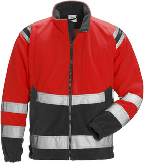 Fristads High vis fleecejack winddicht klasse 3 4041 Hi-vis rood/zwart