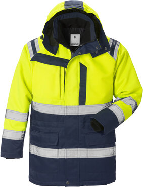Fristads High vis winterparka klasse 3 4042 Hi-vis geel/marineblauw