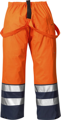 Fristads High vis regenbroek klasse 2 2625 Hi-vis oranje/marineblauw
