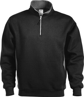 Fristads Sweatshirt met korte ritssluiting 1705 Zwart