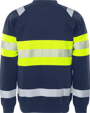 Fristads High vis sweater klasse 1 7530 Hi-Vis geel/marineblauw