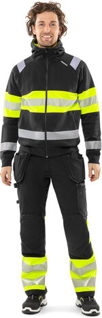 Fristads High vis sweater met capuchon klasse 1 7532 Hi-Vis geel/zwart