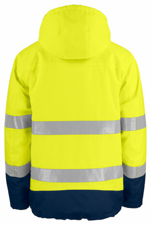 Projob 6441 gevoerde signalisatieregenjas Geel/Marine