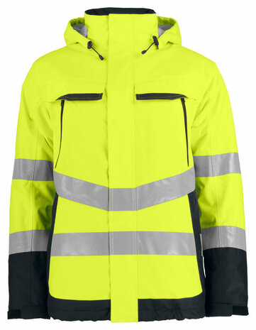 Projob 6441 gevoerde signalisatieregenjas Geel/Zwart
