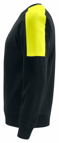 Projob 2125 sweater ronde hals met fluo inzetstukken Zwart/Geel