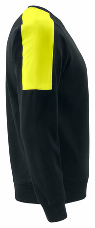 Projob 2125 sweater ronde hals met fluo inzetstukken Zwart/Geel