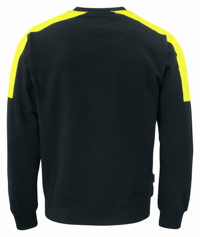 Projob 2125 sweater ronde hals met fluo inzetstukken Zwart/Geel