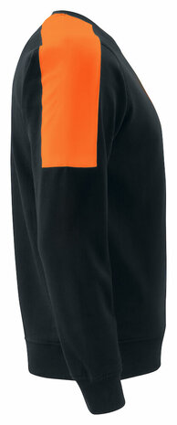 Projob 2125 sweater ronde hals met fluo inzetstukken Zwart/Oranje
