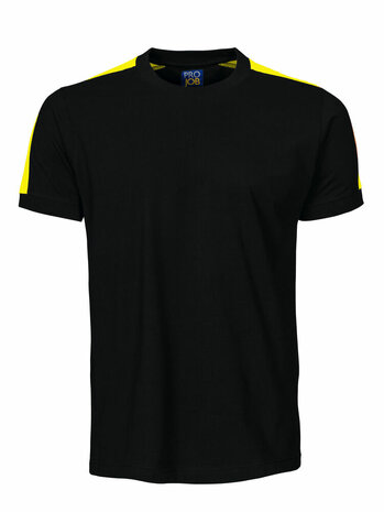 Projob 2019 T-shirt met fluo inzetstukken Zwart/Geel