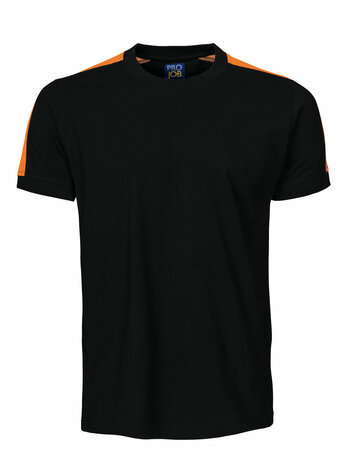 Projob 2019 T-shirt met fluo inzetstukken Zwart/Oranje