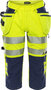 Fristads Hogezichtbaarheids 3/4 broek klasse 2 2666 Hi-vis geel/marineblauw