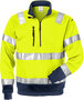 Fristads High vis sweatshirt met korte rits klasse 3 728 Hi-vis geel/marineblauw